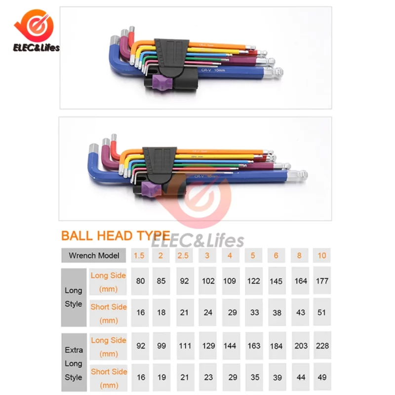 "9-Piece Metric Colour Coded Ball-End Hex Allen Key Set  - Image 3